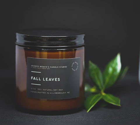 Wicked Weave’s Candle Studio - Fall Leaves Soy Wax 8 oz Jar Candle