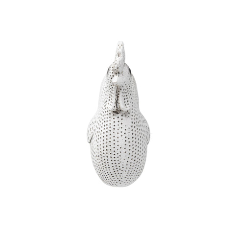 Decorative Sculpture - White Resin Spotted Chicken, 5 in.