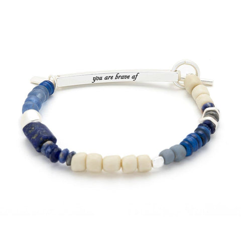 Scout Curated Wears - Hidden Message Bracelet - Brave AF/Lapis/Silver