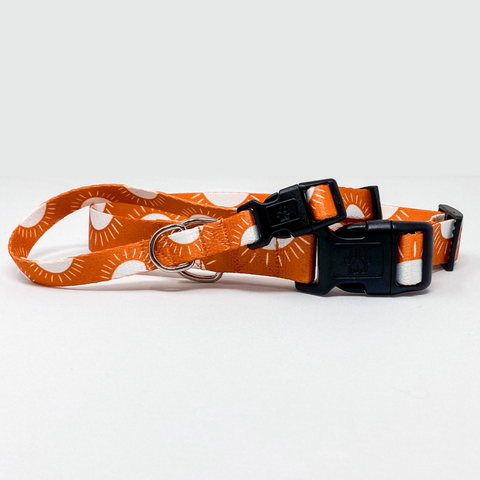 Camp Hound - Sunshine Recycled Dog Collar | Bohemian Orange Sun: M / Orange