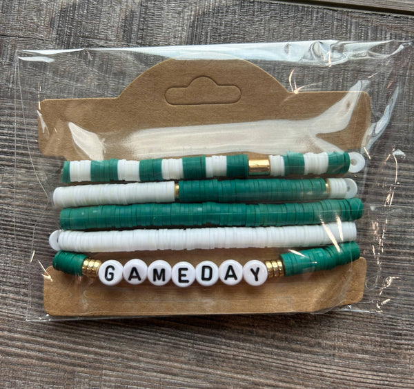 Game Day Friendship Bracelets Green and White