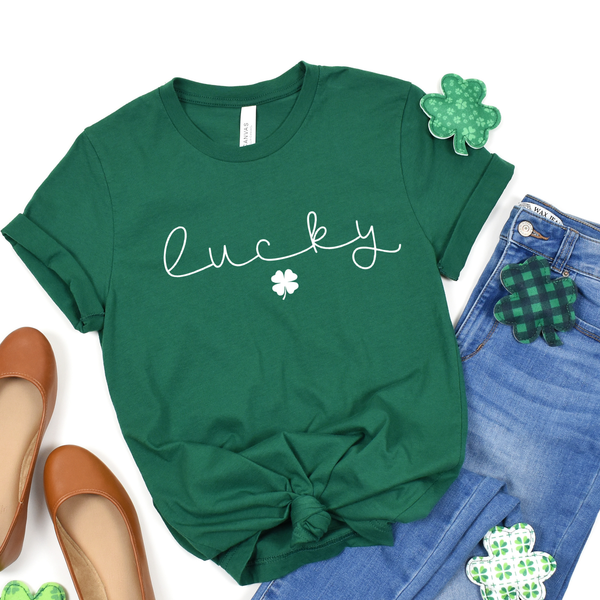 Lucky Clover T-Shirt St. Patrick's White Lucky Clover Tshirt