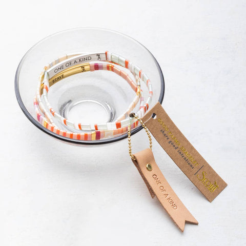 Scout Curated Wears - Good Karma Miyuki Bracelet | One Of A Kind - Mint/Peach/Gold