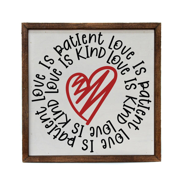 10X10 Love Is Patient With Red Heart Valentine's Day Decor