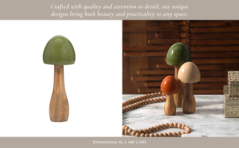 Decorative Figurine - Green Wood Coned Mushroom, 10 in.