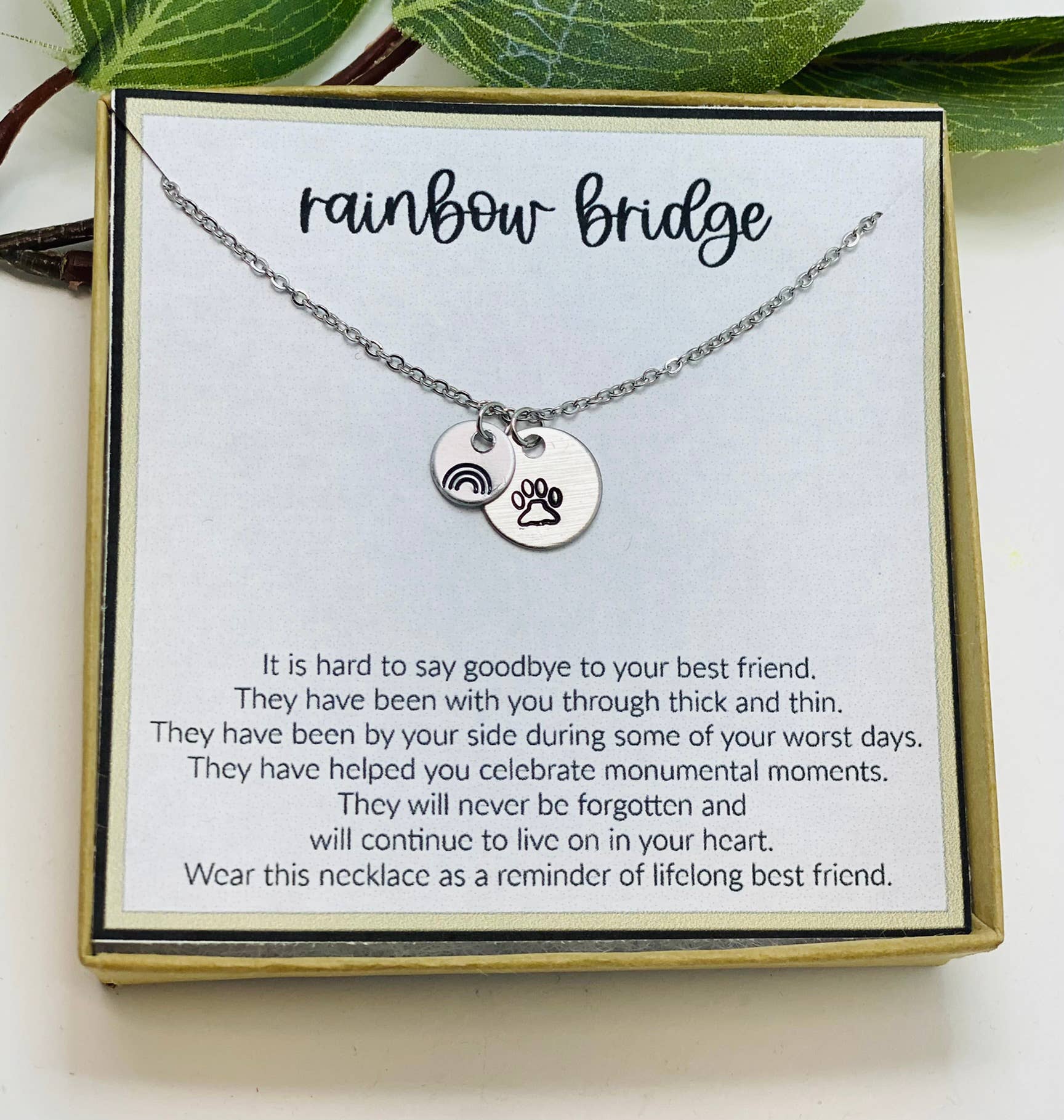 Rainbow Bridge Pet Sympathy Necklace