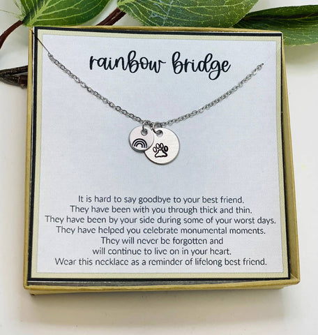 Rainbow Bridge Pet Sympathy Necklace