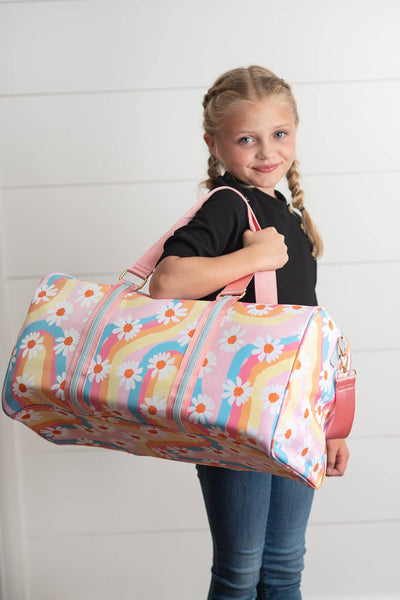 Oopsie Daisy - Kids Pink Rainbow Retro Daisy Weekender Dance Travel Bag: One Size