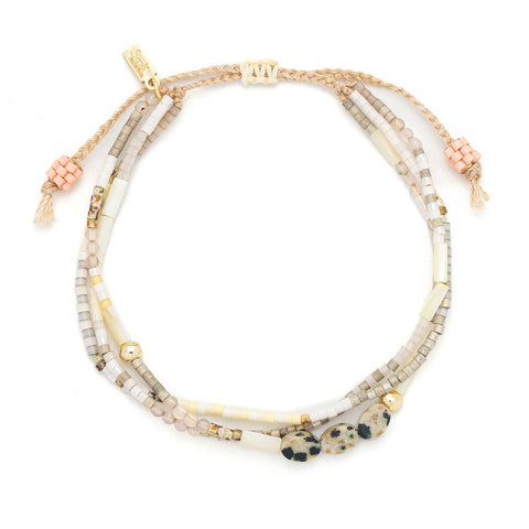 Scout Curated Wears - Mixed Media Bracelet - Joy/Dalmatian Jasper/Gold