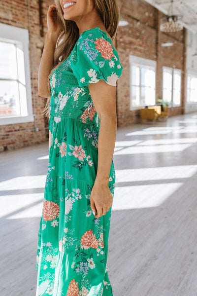 Deanna Floral Tiered Midi Dress