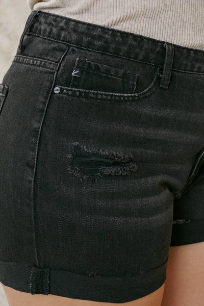 Kan Can USA - Plus Size Black Denim Shorts
