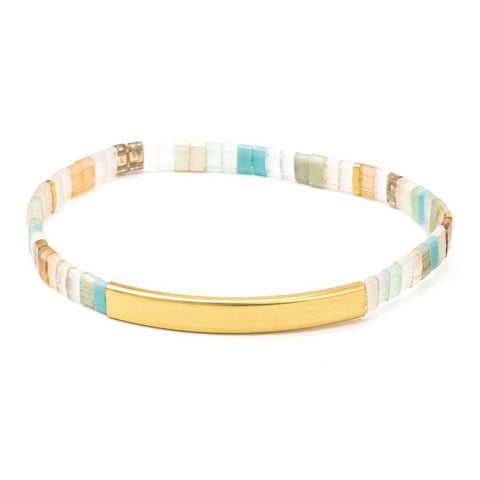 Scout Curated Wears - Good Karma Miyuki Bracelet | One Of A Kind - Mint/Peach/Gold