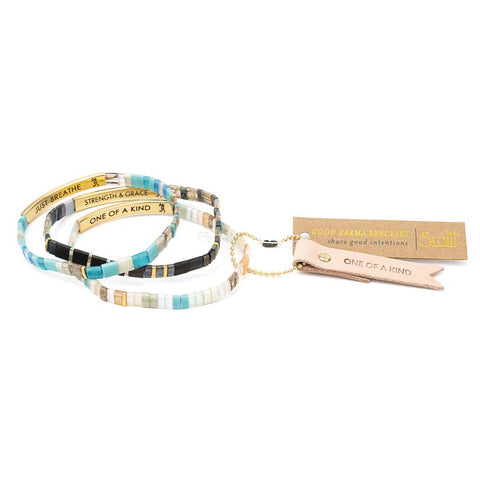 Scout Curated Wears - Good Karma Miyuki Bracelet | One Of A Kind - Mint/Peach/Gold