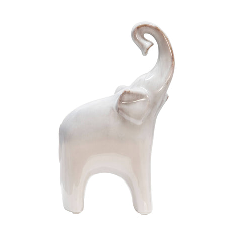 Ivory 6x11 in. Ceramic Novelty Elephant Figurine