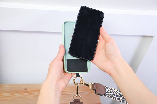 Clip & Go Chain Crossbody Phone Carrier with Zippered Pouch