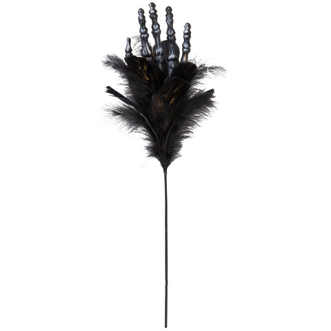 Skeleton Hand Feather Floral Pick