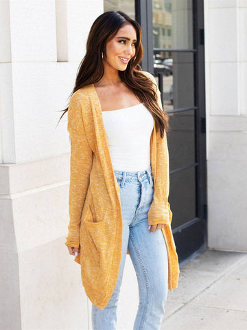 Knit Lightweight Cardigan Yellow Mustard