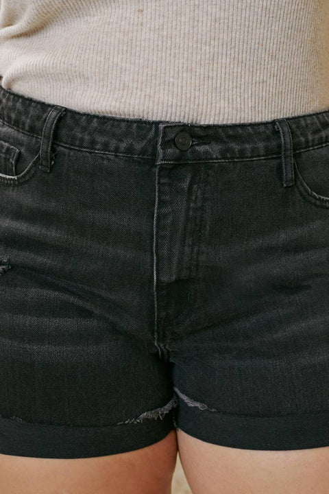 Kan Can USA - Plus Size Black Denim Shorts