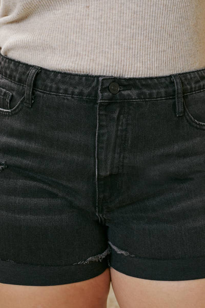 Kan Can USA - Plus Size Black Denim Shorts