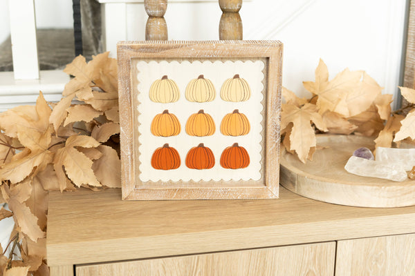 10x10 wood frame sign PUMPKINS FALL Halloween decor