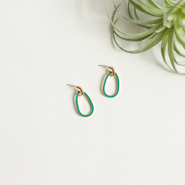 Ava Earring - Emerald. Hoop Style with Post