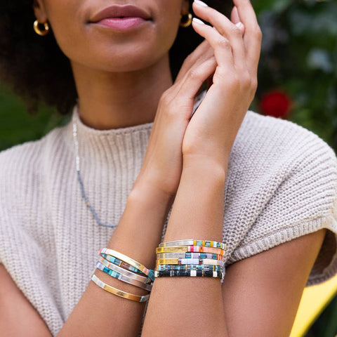 Scout Curated Wears - Good Karma Miyuki Bracelet | One Of A Kind - Mint/Peach/Gold