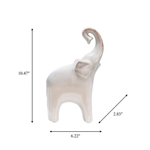 Ivory 6x11 in. Ceramic Novelty Elephant Figurine
