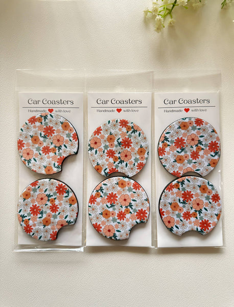 Frederick Family Co. - Car Coasters, Set of 2 Car Floral, Boho Trendy Coasters: #70 Black Star