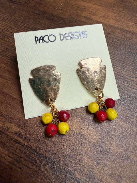 Twist Red & Yellow Gold KC Arrowhead Post Earrings