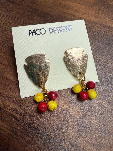 Twist Red & Yellow Gold KC Arrowhead Post Earrings
