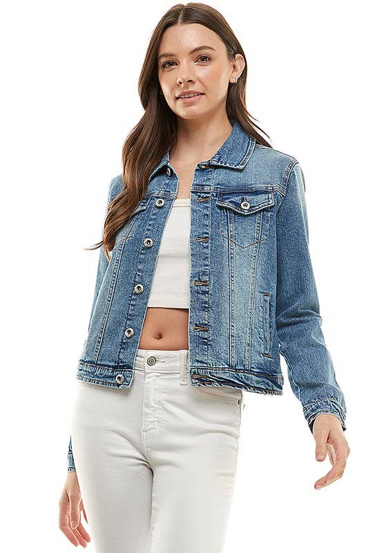 Plus Size Stretch Ladies Denim Jacket