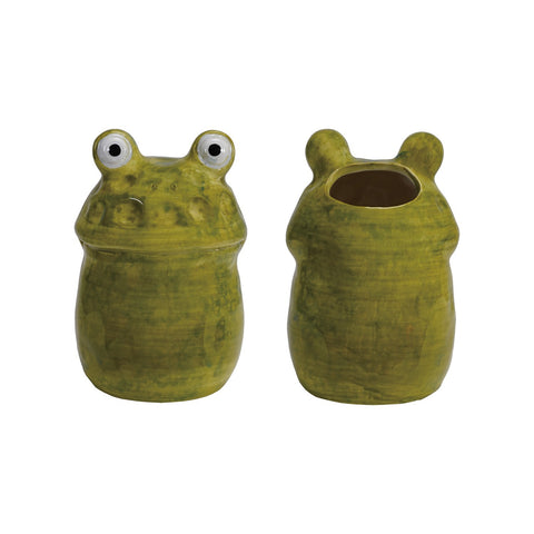 4-1/4"Rd x 6"H Hand-Painted Frog Vase