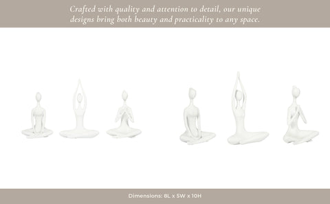 Resin Yoga Ladies Figurines Set of 3 - White, 10 in.