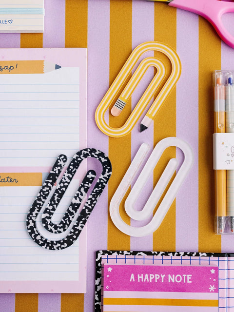 Classroom Essentials Notebook, Paper & Pencil Acrylic Paperclip Set