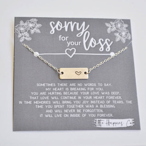 Silver Rectangle Heart Sympathy Necklace