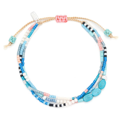 Scout Curated Wears - Mixed Media Bracelet - Sky/Turquoise/Silver