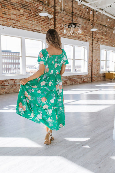 Deanna Floral Tiered Midi Dress