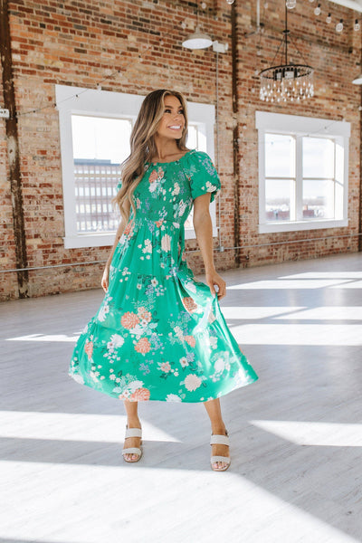 Deanna Floral Tiered Midi Dress