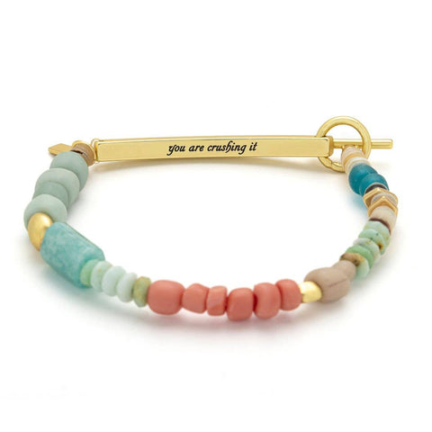 Scout Curated Wears - Hidden Message Bracelet - Crushing It/Amazonite/Gold