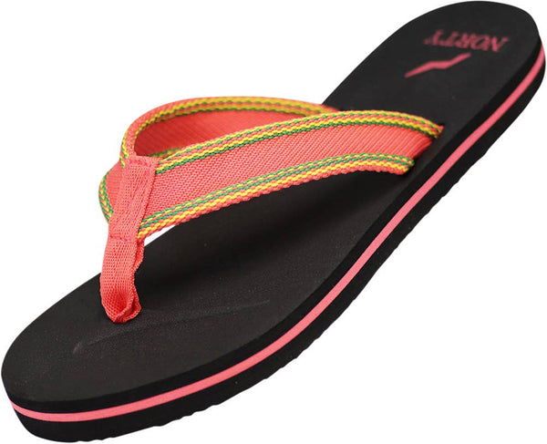 The Norty Brand - Norty WOMENS 5-10 SANDAL FLIP FLOP CORAL BLACK Prepack