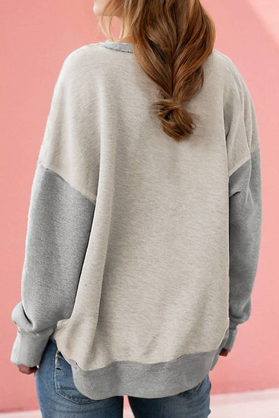 Color Block Thumbhole Long Sleeve Sweatshirt