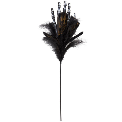 Skeleton Hand Feather Floral Pick