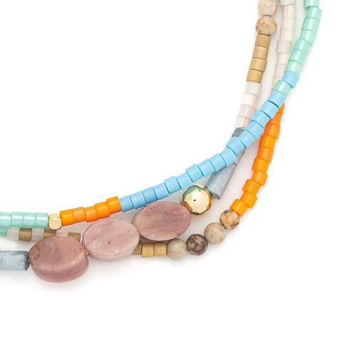 Scout Curated Wears - Mixed Media Bracelet - Love/Rhodochrosite/Gold
