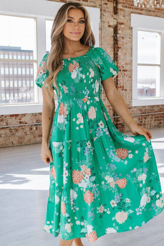 Deanna Floral Tiered Midi Dress