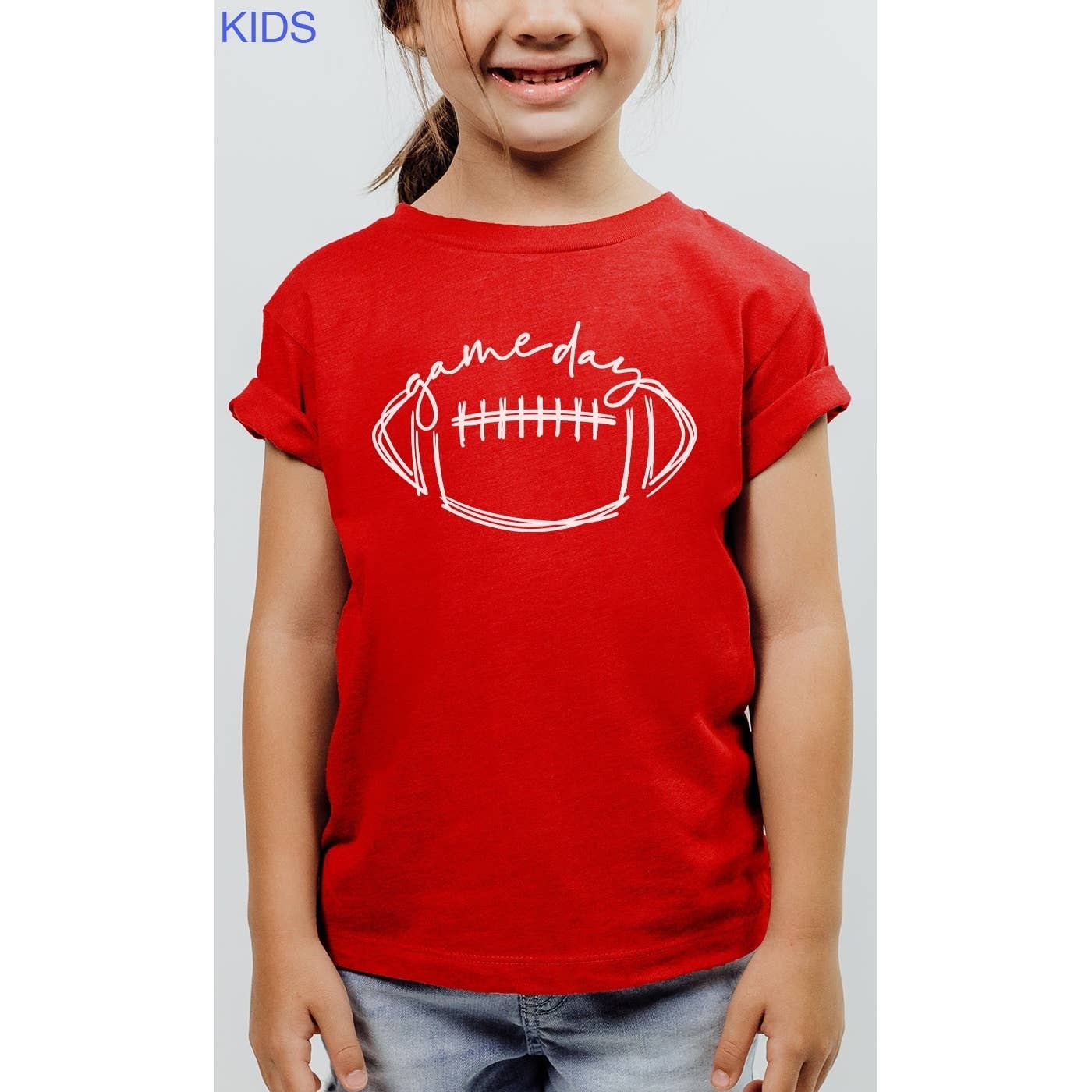Cursive Football Game Day Kids Youth Graphic Tee