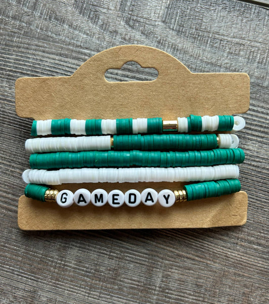 Game Day Friendship Bracelets Green and White