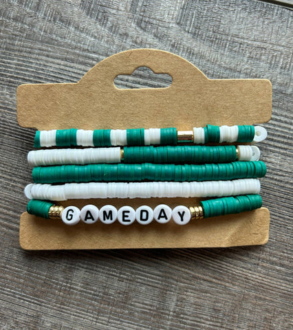 Game Day Friendship Bracelets Green and White