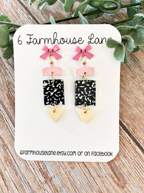 Pencil Earrings, Composition Notebook, Teacher Gift