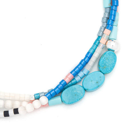 Scout Curated Wears - Mixed Media Bracelet - Sky/Turquoise/Silver
