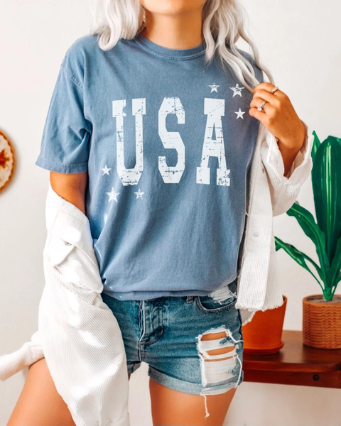 Basic And Peachy - USA - 4th of July Graphic Tee